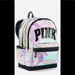 VS  PINK SEQUIN BLING Full Size CAMPUS BACKPACK